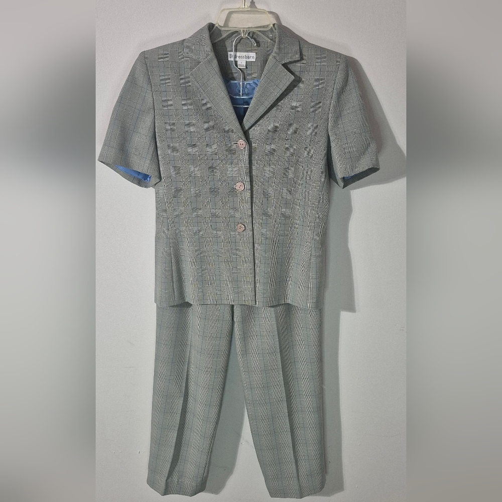 Gray Plaid Two-Piece Pants Suit Size 6